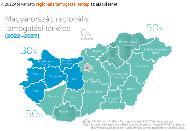Új regionális támogatási térkép Magyarországon